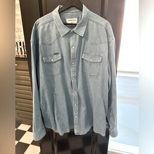 Men’s 3XL Poncho Denim Pearl Snap Long Sleeve